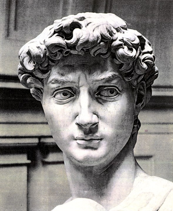 David von Michelangelo (1501–1504), Accademia Florenz. „Dieser David übertrifft alle Skulpturen und Statuen der griechischen und römischen Welt“, schreibt Vasari.